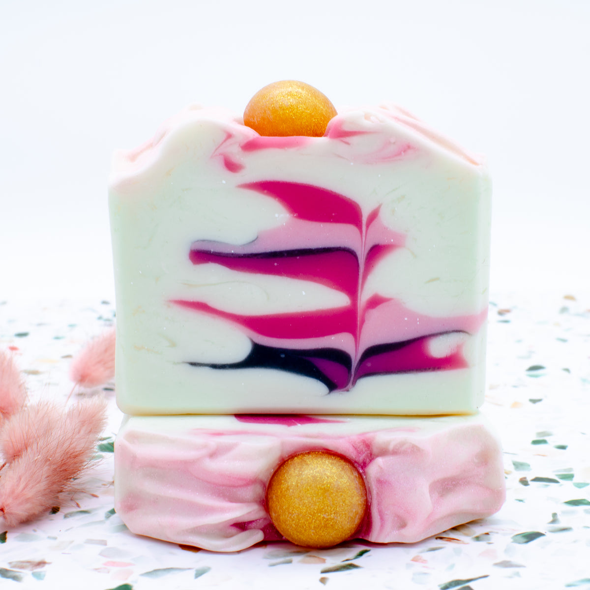 Let's Flamingle Soap: vegan mango butter soap bar scented with peach and cherry blossom (photo 2)