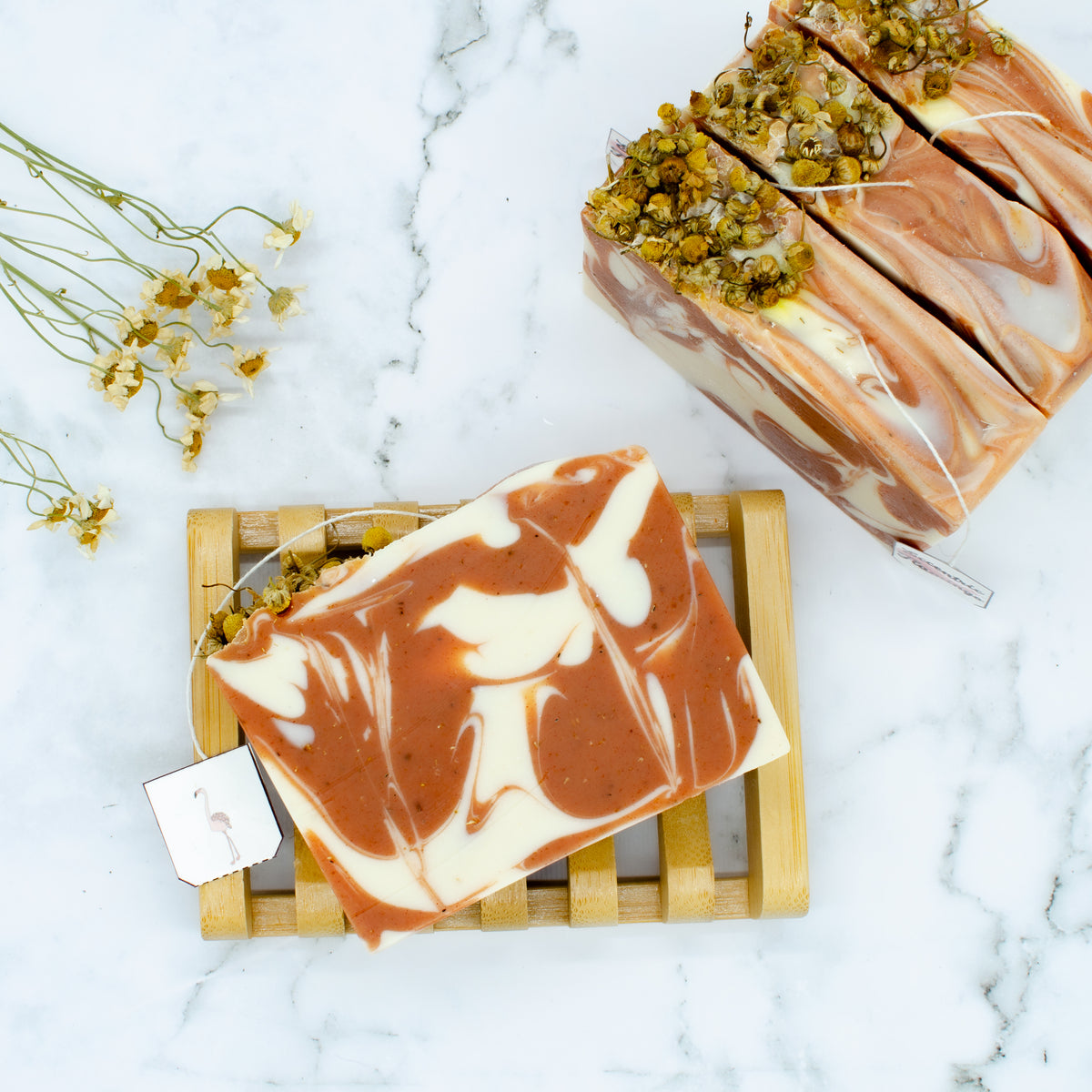 Sunshine City Sweet Tea Soap: vegan soap bar with Brazilian clay and chamomile tea swirls