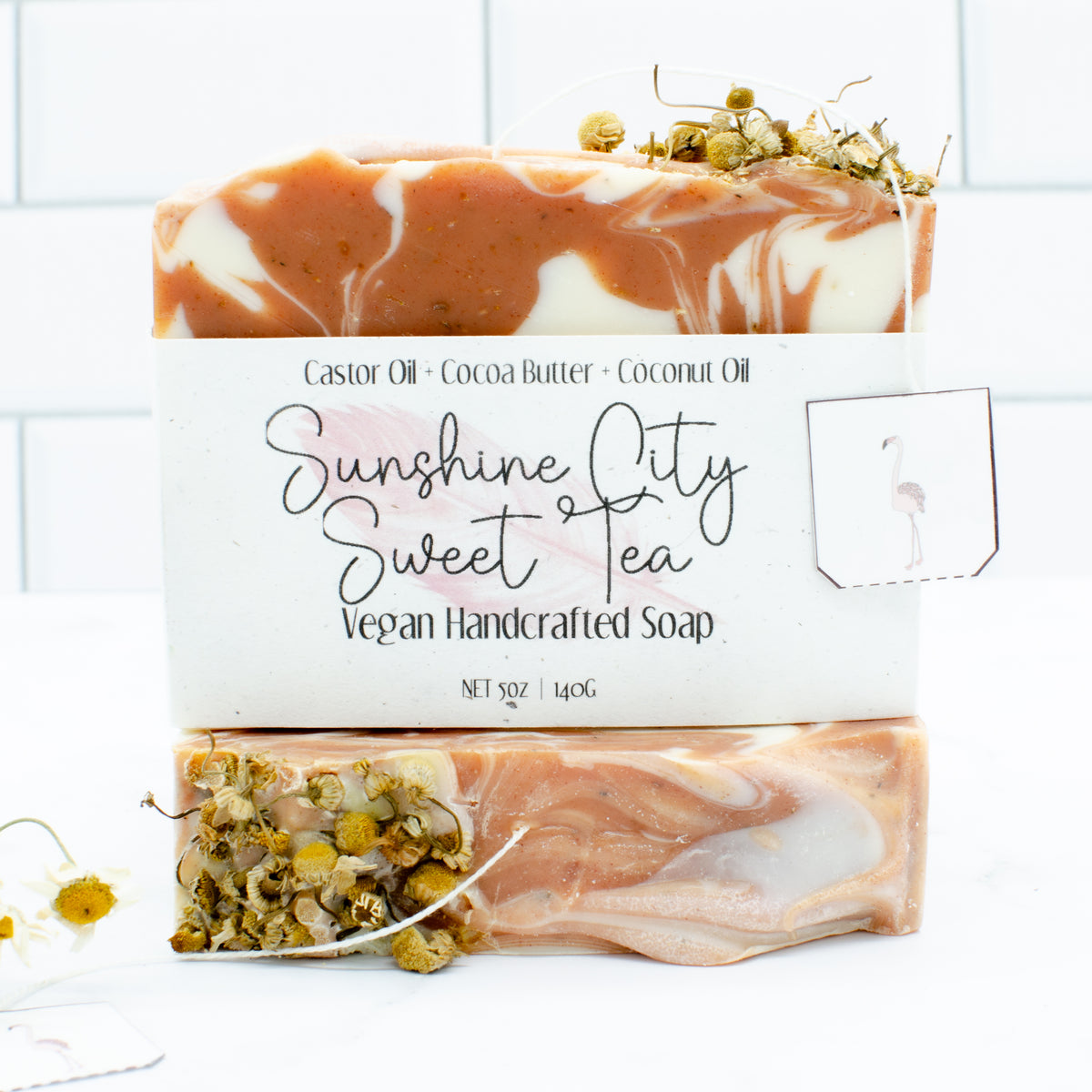 Sunshine City Sweet Tea Soap: vegan soap bar with Brazilian clay and chamomile tea swirls (photo 3)