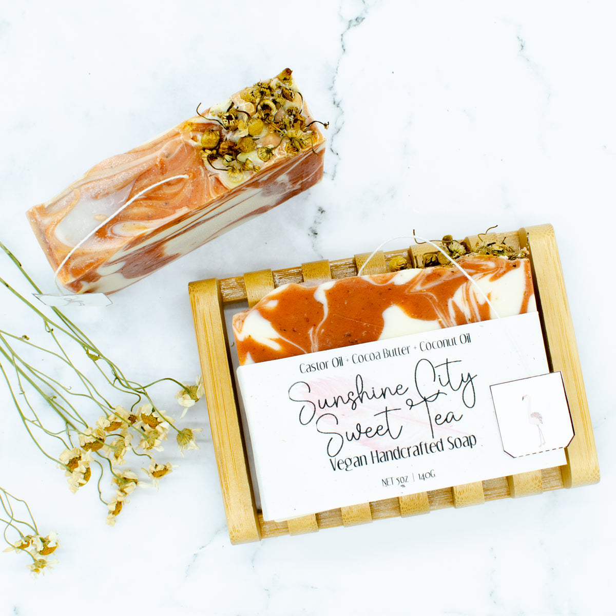 Sunshine City Sweet Tea Soap: vegan soap bar with Brazilian clay and chamomile tea swirls (photo 4)