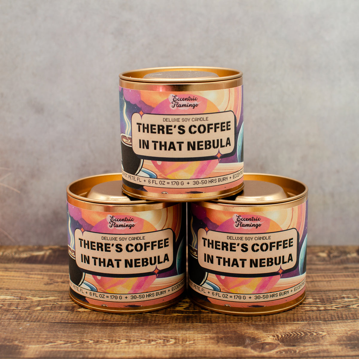 PAINT CAN Candle - There's Coffee in that Nebula: soy candle in a rose-gold paint can (photo 2)