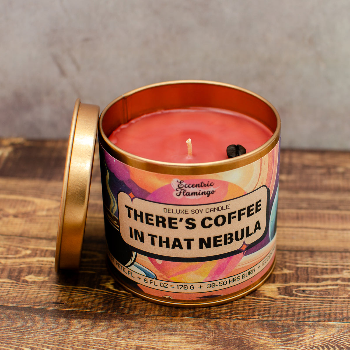 PAINT CAN Candle - There's Coffee in that Nebula: soy candle in a rose-gold paint can