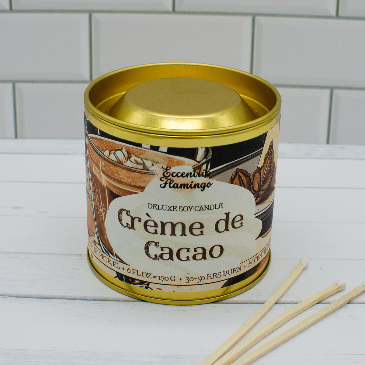 PAINT CAN Candle - Creme de Cacao: vanilla cocoa soy candle in a gold paint can (photo 2)