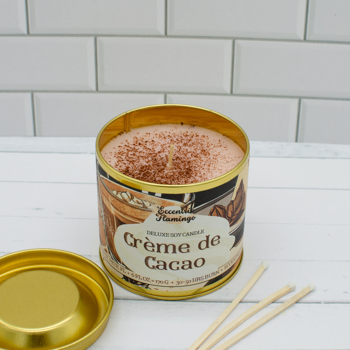 PAINT CAN Candle - Creme de Cacao: vanilla cocoa soy candle in a gold paint can