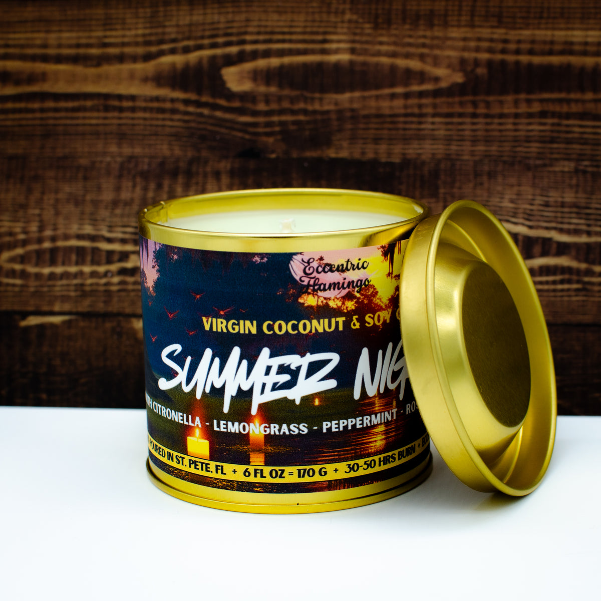 PAINT CAN Candle - Summer Nights: citronella and rosemary soy candle in a gold paint can