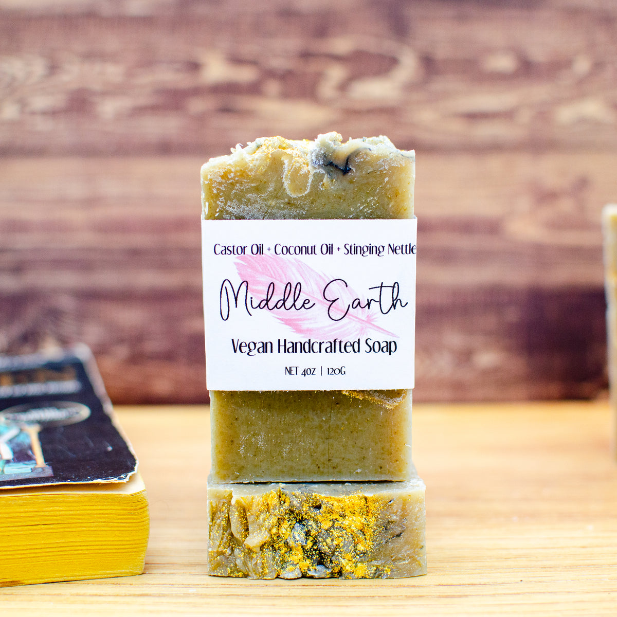 Middle Earth Soap: nettle and indigo soap bar with gold swirls (photo 3)