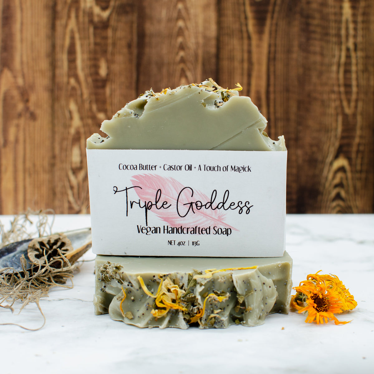 Triple Goddess Soap: sea clay soap bar with poppy seeds and calendula (photo 2)