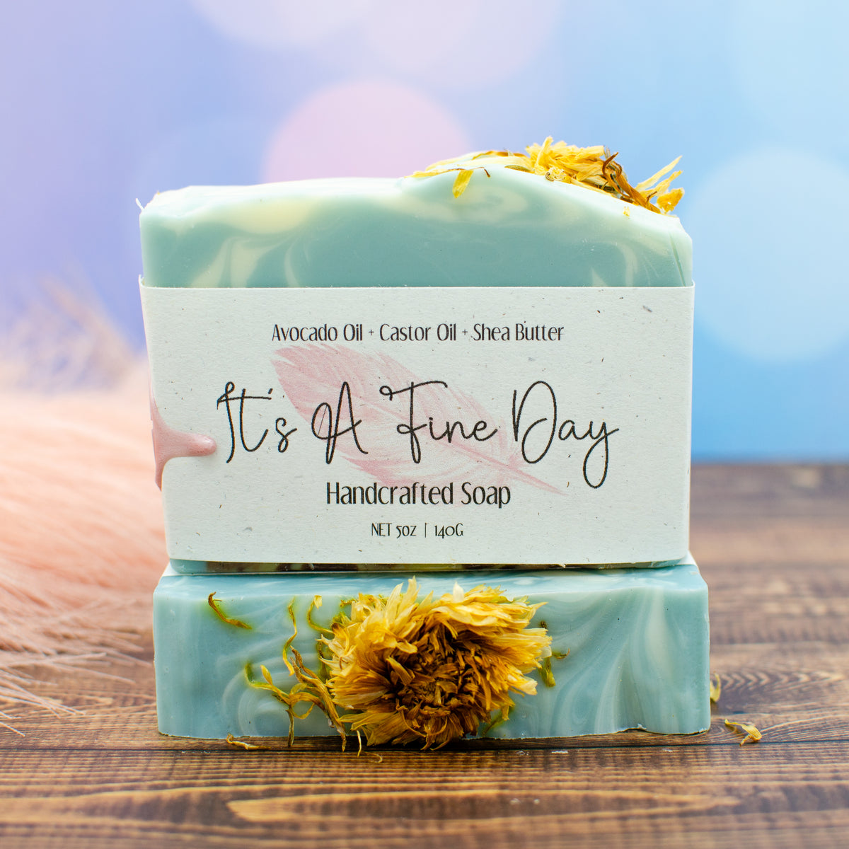 It's A Fine Day Soap: patchouli soap bar with a mandala design and calendula flowers (photo 3)