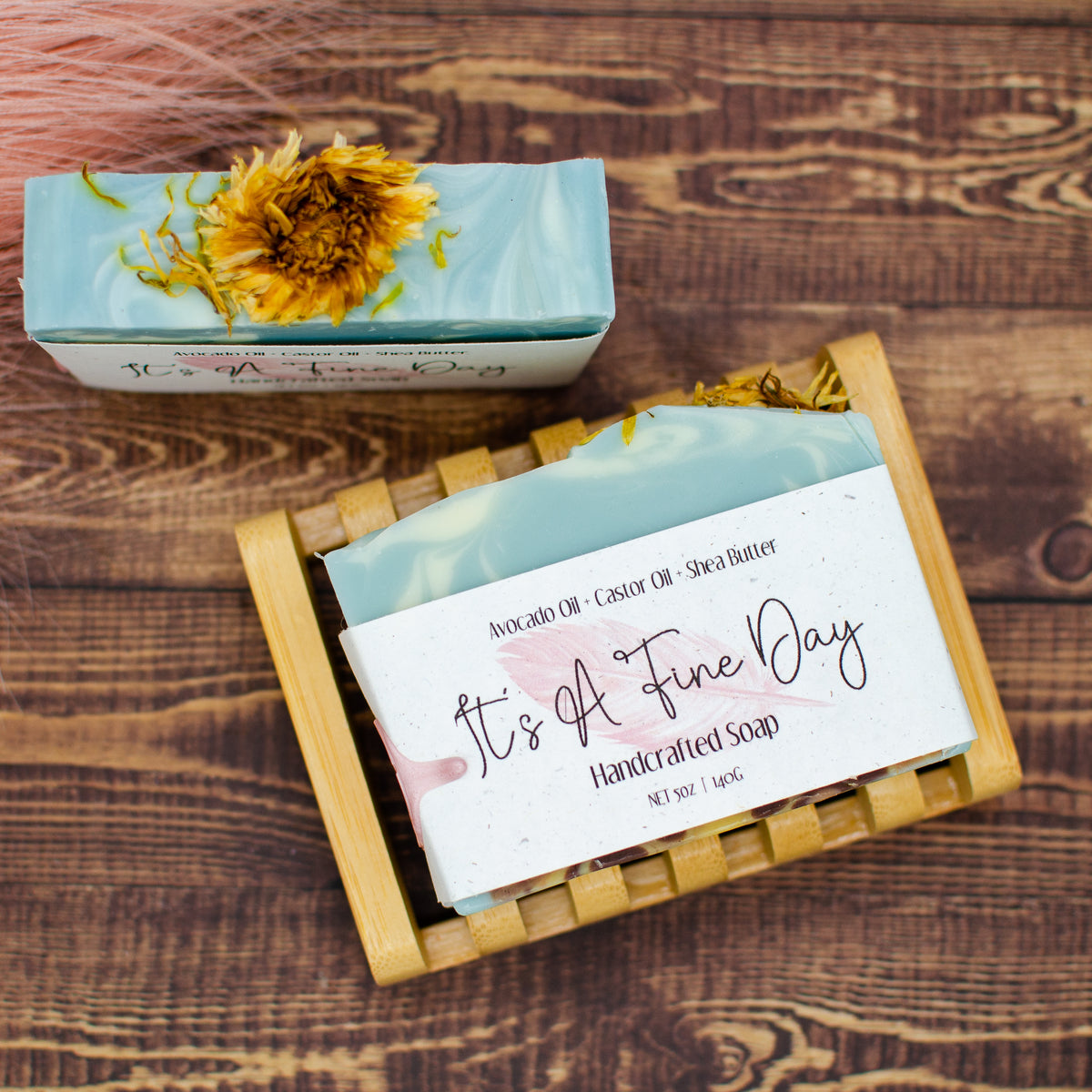 It's A Fine Day Soap: patchouli soap bar with a mandala design and calendula flowers (photo 4)