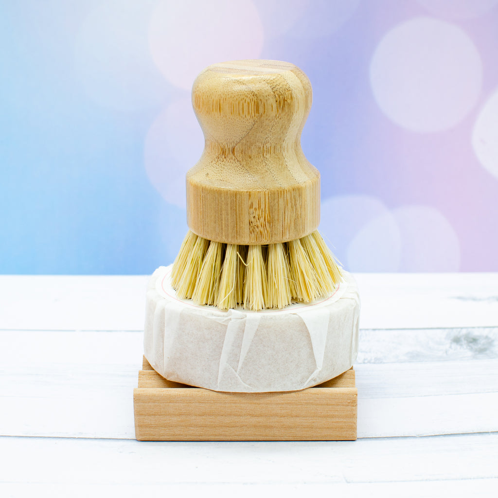 Dish Soap and Scrub Brush Set: solid dish soap bar with a bamboo scrub brush (photo 4)