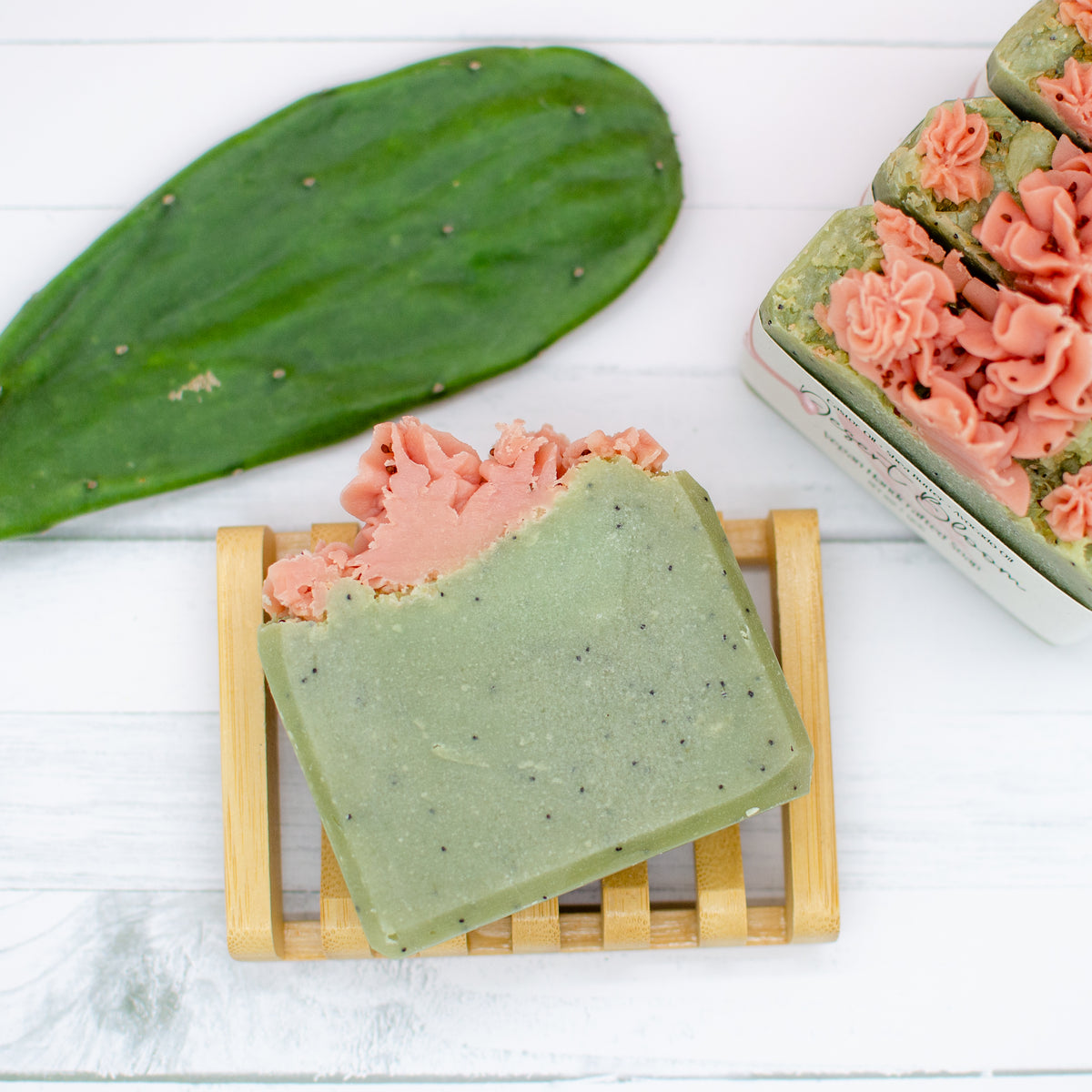 Desert Bloom Soap: prickly pear soap bar with poppy and cranberry seeds
