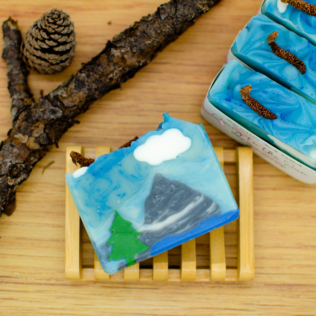 Going to the Sun National Park Series Soap: soap bar with a sculpted mountain and lone pine tree
