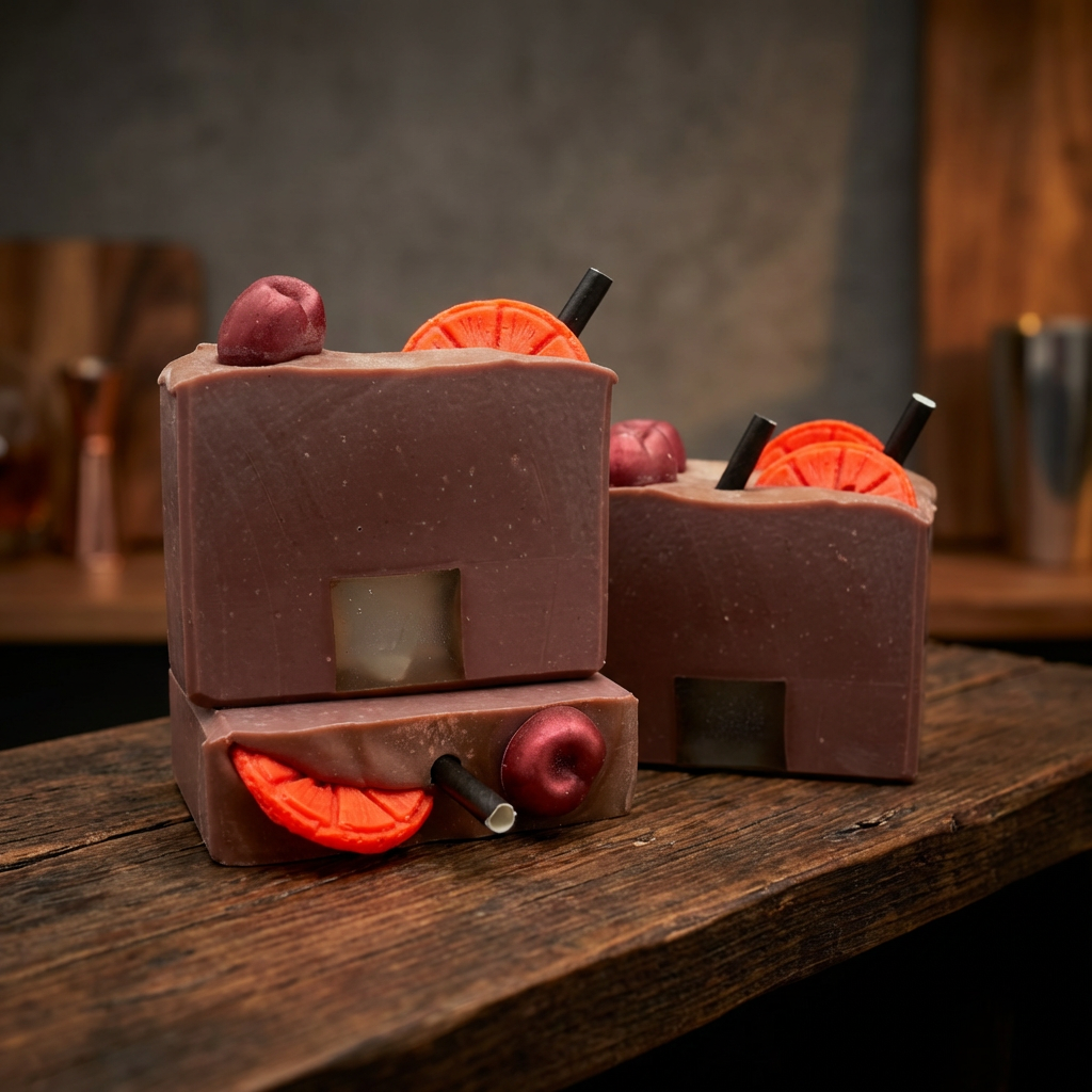 Old Fashioned Soap: whiskey, cherry, and orange scented soap bar