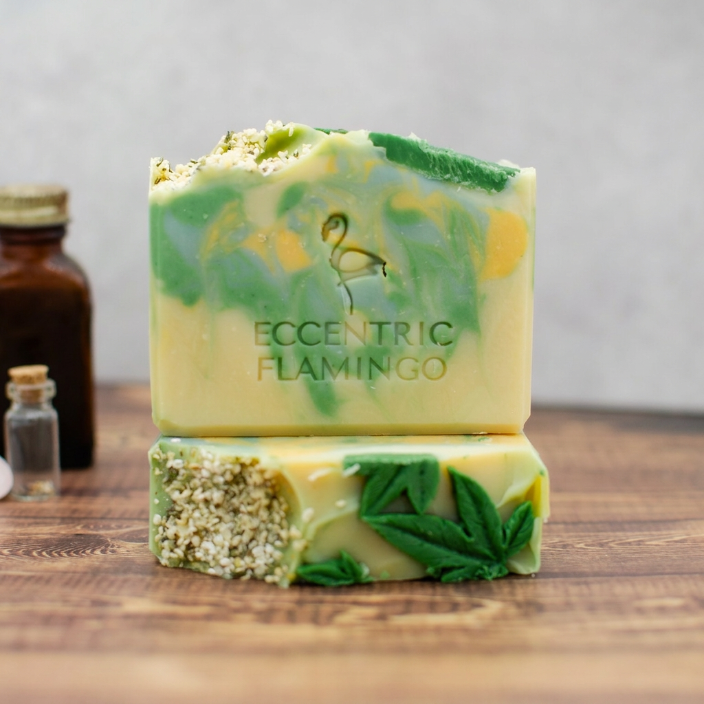 Tokes in the Garden Soap: handmade hemp and shea butter soap bar with an herbal patchouli and kush scent (photo 2)