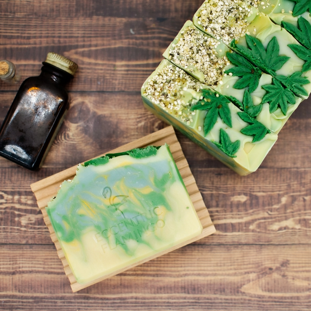 Tokes in the Garden Soap: handmade hemp and shea butter soap bar with an herbal patchouli and kush scent