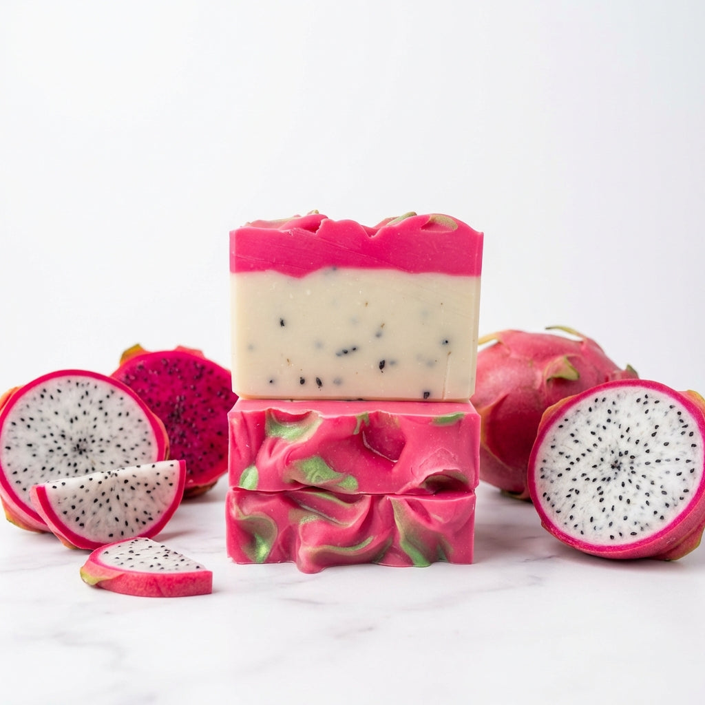 Dragonfruity Soap: soap bar made to look like a slice of dragonfruit