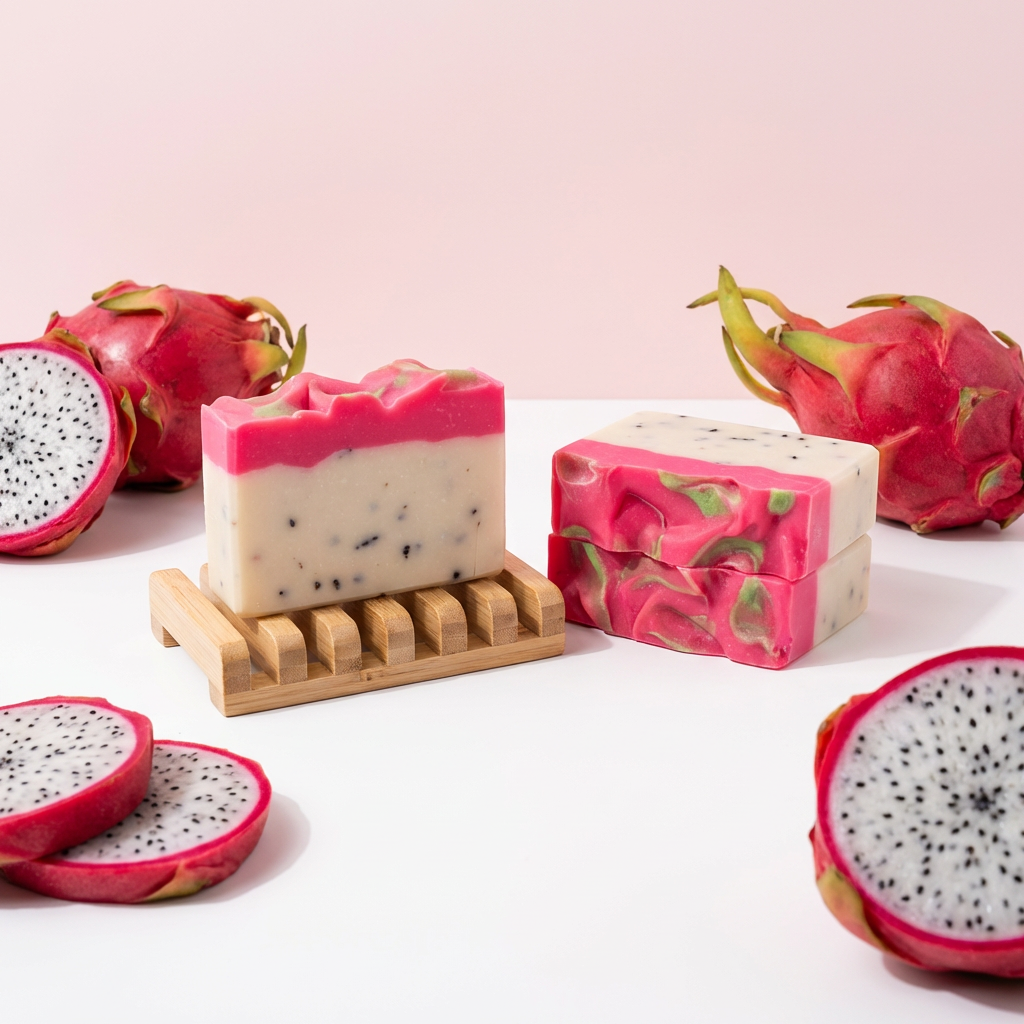 Dragonfruity Soap: soap bar made to look like a slice of dragonfruit (photo 2)